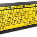 Large Print Computer Keyboard, Wired USB High Contrast Keyboard with Oversized Print Letters for Visually Impaired Low Vision Individuals (Yellow+Black)