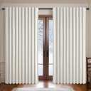 QJmydeco Curtains 100 Inch Length Wide Pleated Blackout Curtain for Sliding Glass Door/Living Room, Farmhouse Birch Linen Thick Boho Bedroom Heavy Insulated Large Window Drapes (100" Wx90 Lx2Panels)