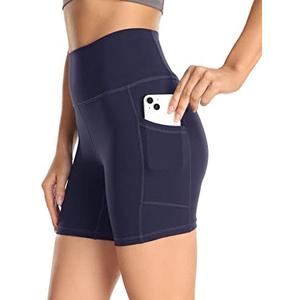 YUNOGA Womens High Waist Biker Shorts with Pockets 6"/8" Yoga Shorts Gym Workout Running Spandex Shorts, XL