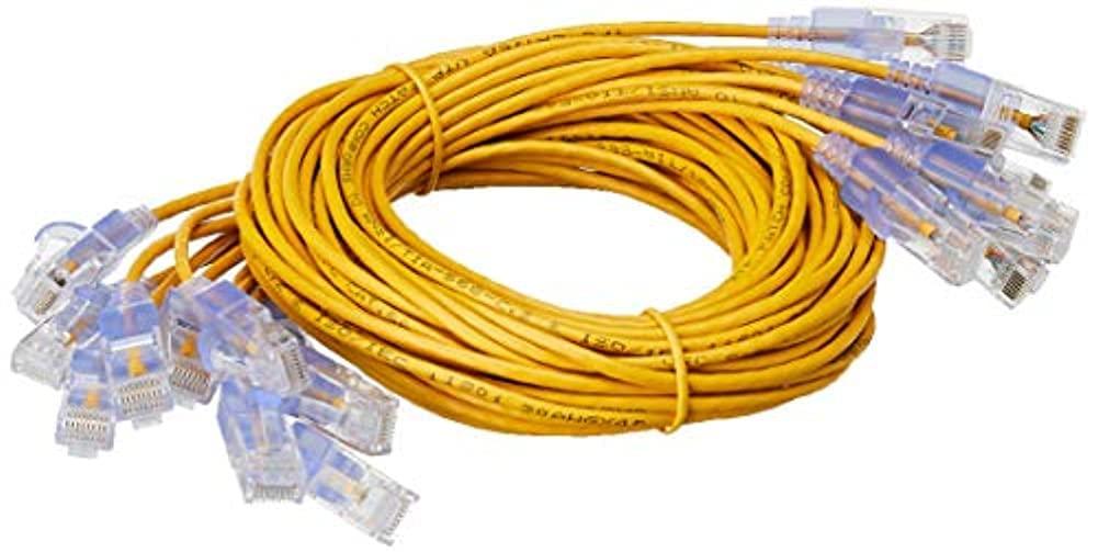 Monoprice - 116347 SlimRun Cat6A Ethernet Patch Cable - Snagless RJ45 UTP Pure Bare Copper Wire 10G 30AWG 5ft Yellow 10-Pack