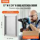 VEVOR BBQ Access Door, 17W x 24H Inch Single Outdoor Kitchen, Stainless Steel Flush Mount, Wall Vertical with Handle, for BBQ Island, Grilling Station, Outside Cabinet