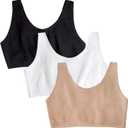 Fruit of the Loom Women's Multi-Pack Tank Top Style Sports Bra (44, White/Sand/Black)