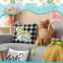 Mixweer Set of 8 Easter Pillow Covers 18 x 18 Inch Easter Decorations Bunny Eggs Buffalo Plaid Truck Throw Pillow Covers Decorations Case for Sofa Couch Home