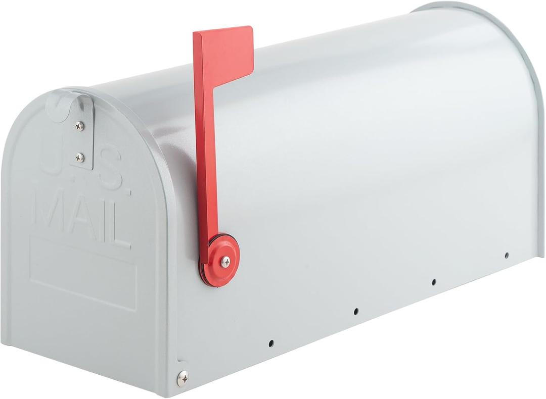 Metal Mailboxes for Outside Post Mount, RAINHOL Residential Mailbox, Galvanized Steel Heavy Duty Outdoor Mail Box, Standard Compacity, 20 x 8.7 x 6.7 inches, Gray (Pearl Light Gray)