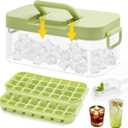 Ice Cube Mold Tray: 64 Pcs Ice Mold Trays with Lin and Bin BPA Free Ice Cubes Tray for Freezer 2 Pack Easy Release Ice Molds for Drinks Coffee
