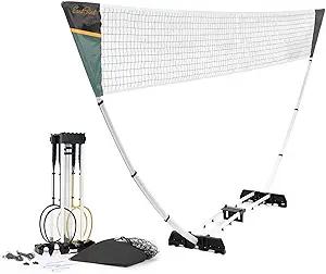 EastPoint Easy Setup Badminton Set - 15 ft Net, 4 Rackets, 2 Shuttlecocks - Quick Setup Net for Backyard Games - Steel Shaft Badminton Rackets for Family Games - Durable Shuttlecocks for Outdoors