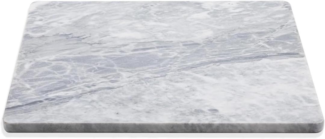 Diflart Natural Marble Stone Cutting Board for Kitchen, 16x20 Inch, Gray with White Veins, Marble Slab Pastry Board Large with Non Slip Feets for Baking, Cheese, Charcuterie, Pack of 1 Pcs