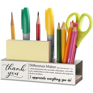 2 x Thank You "Difference Maker" Inspirational Gift for Leader Mentor Team Members, Appreciation Week Leaving Farewell New Job Promotion Gift, Recognition Office Pencil Holder Organizer TBZ153