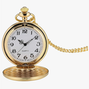 I-MART Smooth Vintage Pocket Watch with Chain (Gold)