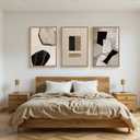 FWIEXA Large Neutral Abstract Wall Art Set of 3, Framed Modern Canvas Paintings for Living Room, Beige Black White Prints Artwork, 24x36 Inch Pictures Wall Decor for Bedroom, Bathroom, Hallway, Office