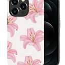 Generic Case Compatible with iPhone 12 Pro Max - Hybrid Durable Shockproof Phone Cover,Cases for Woman Girl - Pink Lily Flower