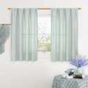 LAMIT Bedroom Linen Curtains 45 Inch Long, Light Filtering Neutral Window Curtains Farmhouse Boho Rod Pocket Room Decor Panels for Small Window/Living Room, 2 Panels, 42 x 45 Inch, Light Blue