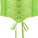 WHIPPY Women Lace-up Corset Waist Belt Transparent PVC Lace Crochet Petal Elastic Wide Belt for Dress (XL: Fit Waist 39-42 Inches, Green)