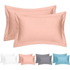 Helthep Super King Size Pillowcases Set of 2-20x40 Inches Pink Brushed Microfiber Soft and Cozy Comfortable PillowCovers with Envelope Closure, Wrinkle, Fade and Stain Resistant