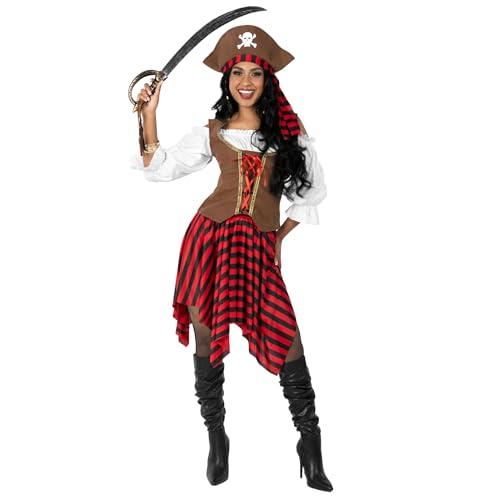 fun shack Women's Pirate Costume - Adult Pirate Wench Outfit for Halloween, Dress Up, Themed Parties, Cosplay, Large
