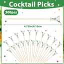Domensi 300 Pcs Martini Cocktail Picks 4.7" Fancy Toothpicks for Martini Party Supplies Decorative Toothpicks Bamboo Skewers Fruit Stick for Summer Appetizer Food Sandwich Charcuterie Birthday Wedding