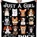 Dog Blanket Puppy Plush Gifts Just A Girl Who Loves Dog Blankets Ultra Soft Cozy Flannel Throw Blankets Bedding for Kids Girls Adults Women Gifts 50"x40" (Color1)