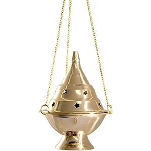 Hanging Censer/Charcoal Incense Burner, 4.5" H (Golden)