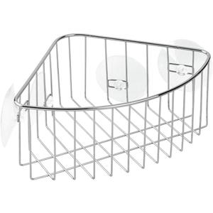 InterDesign Rondo Corner Shower Basket Shower Basket with Suction Cups, Chrome
