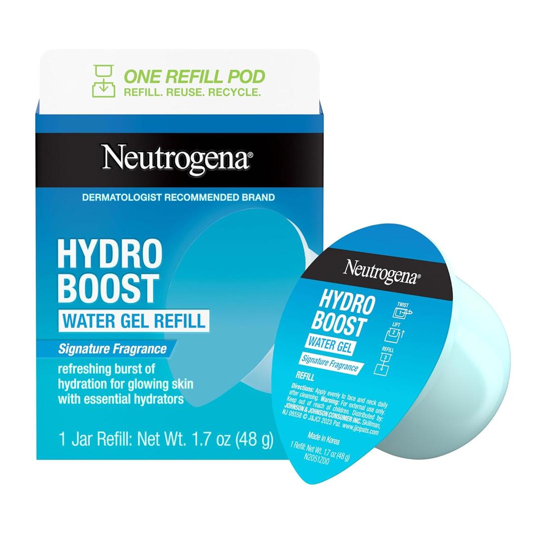 Neutrogena Hydro Boost Water Gel Face Moisturizer Refill Pod, Refill Pack of Hyaluronic Acid Moisturizer for a Refreshing Burst of Hydration & Dewy Skin, Signature Fragrance, 1.7 oz