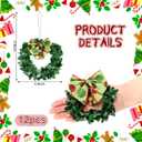 Syhood 12 Pcs Mini Christmas Wreaths for Cabinets with Gold Bells Small Kitchen Xmas Decor Christmas Cabinet Wreaths Ornament for Kitchen Chair Fireplace Farmhouse Home Decor(3.15 Inch,Green Bowknot)