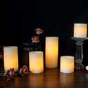 Eldnacele LED Flameless Flickering Candles Optical Fiber Wick with 10-Key Remote and Timer, Battery Operated Wax Candles Set of 6 Home Decoration(D3 x H3 4" 5" 6" 7")
