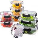 18 Piece Glass Food Storage Containers with Snap Locking Lids for Meal Prep
