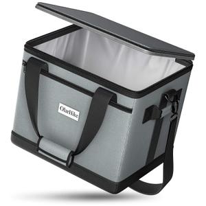 OlarHike 30 Liter Large Cooler Lunch Bag, Collapsible and Insulated Lunch Box Leakproof Cooler Bag for Camping, Picnic, BBQ, Family Outdoor Activities (Grey)