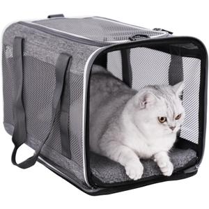 petisfam Soft Pet Carrier Bag for Cats and Puppy Under 20 lbs. Sturdy, Safe, Comfortable and Lightweight (Grey)