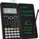 Rechargeable ROATEE 991ES MAX Scientific Calculators, CalcNote Multiview 4-Line Display with LCD Writing Tablet Notepad, Foldable Portable for Business High School College Students and Teacher (Black)