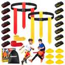 Flag Football Belts, 14 Player Flag Football Set with Belts, Flags, Soccer Cones & Bag for Kids, Youth & Adult, Adjustable Flag Football Equipment for Max Waist Circumference of 43"