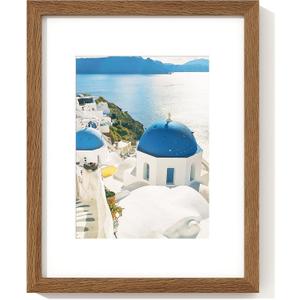 Diploma Frame For 8.5x11 Certificate Document Solid Oak Wood, Walnut, 3PCs | 8.5 By 11 Picture With Mat For 6x8 | 8 1/2 x 11 Certificate Frame | Plexiglass And Hanging Hardware Included