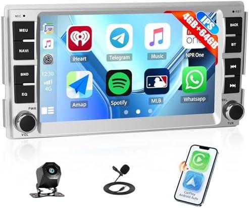 4G+64G Car Stereo Radio for Hyundai Santa Fe 2006-2012 with Wireless CarPlay Android Auto, 7" IPS Touch Screen Radio Android 15 Head Unit with GPS RDS FM WiFi Bluetooth Backup Camera
