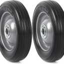 (2-Pack) AR-PRO 6 x 1.5 Flat Free Solid Rubber Wheel Assemblies - Replacement Hand Truck Wheels with Ball Bearings and 5/8 Bore Hole Diameter - Heavy-Duty Solid Rubber Wheels 132 lbs Load Capacity