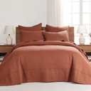 Levtex Home - Cross Stitch Adobe Bedspread Set - King Quilted Bedspread and Two King Shams - Cross Stitch Pattern - Bedspread (120x104in.) and Sham (20x36in.) - Cotton