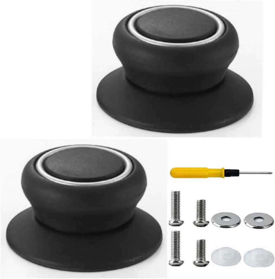 2Pcs Pot Lid Knobs, Kitchen Bakelite Pot Lid Handle, Universal Pot Lid Top Replacement Knob, Heat Resistant and Prevent Static Electricity, Easy Installation for Casserole Glass Pot Lid Knob