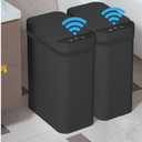 Yatmung 2 Pack - Skinny Trash Bin Sensor Motion 2.5 Gallon Touchless Bathroom Trash Can - Smart Trash Can with Lid - Electric, Narrow, Plastic, Auto Open - Small Slim Automatic Garbage Can (Black)