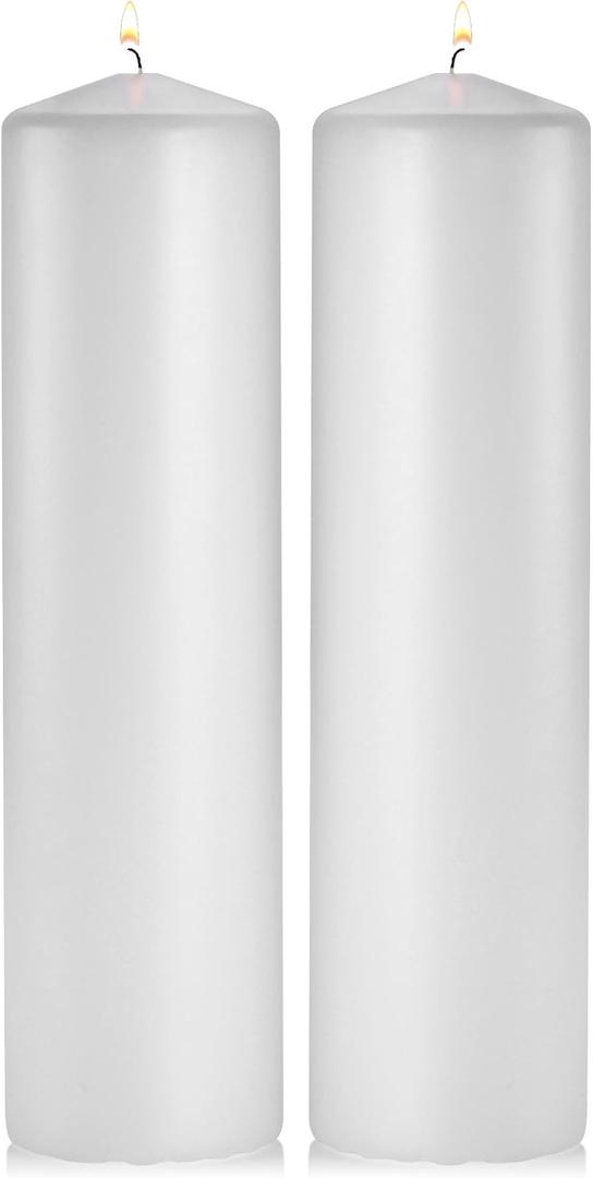White Pillar Candles - Set of 2 Unscented Pillar  3x12 inches for Wedding Centerpiece candle, Home Decor and Holiday Celebrations