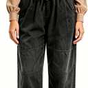 FTCayanz Women's Baggy Jeans Pull On Denim Joggers Elastic Waist Casual Harem Pants with Pockets, Large