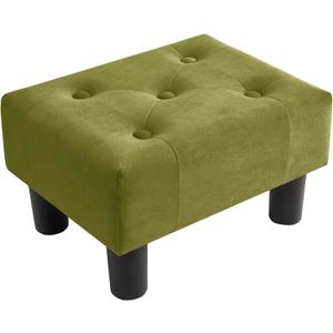 Poofzy Small Foot Stool Ottoman, Velvet Ottoman Foot Rest with Legs, Rectangle Foot Rest for Couch, Footstools and Ottomans Small for Living Room and Entryway (Olive Green)