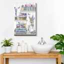 Purple Lavender Bathroom Wall Art Master Bathroom Picture Farmhouse Canvas Prints Rustic Retro Wall Decor Nature Country Flower Poster Artwork for Restroom Laundry Bath Home Decoration 16x24"