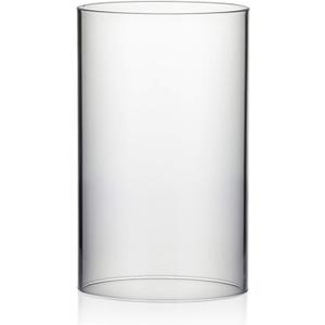 WGVI Hurricane Candle Holder Sleeve, Wide 6", Height 10", Clear Glass Cylinder Candleholder, Chimney Tube, Open Ended Candle Shade, 1 Piece