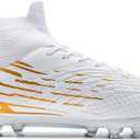 breooes Mens Soccer Cleats Football Boots Womens Professional Training Soccer Shoes Big Boys Girls (White)