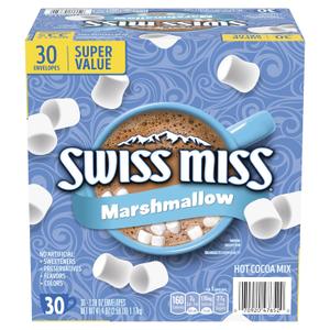 Swiss Miss Chocolate Hot Cocoa Mix With Marshmallows, Hot Cocoa Bar Supplies, 1.38 oz., 30-Count Envelopes (EXP 01/20/27)