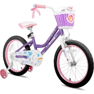JOYSTAR Angel 20" Girls Bike Training Wheels/Basket 6-10Y Purple