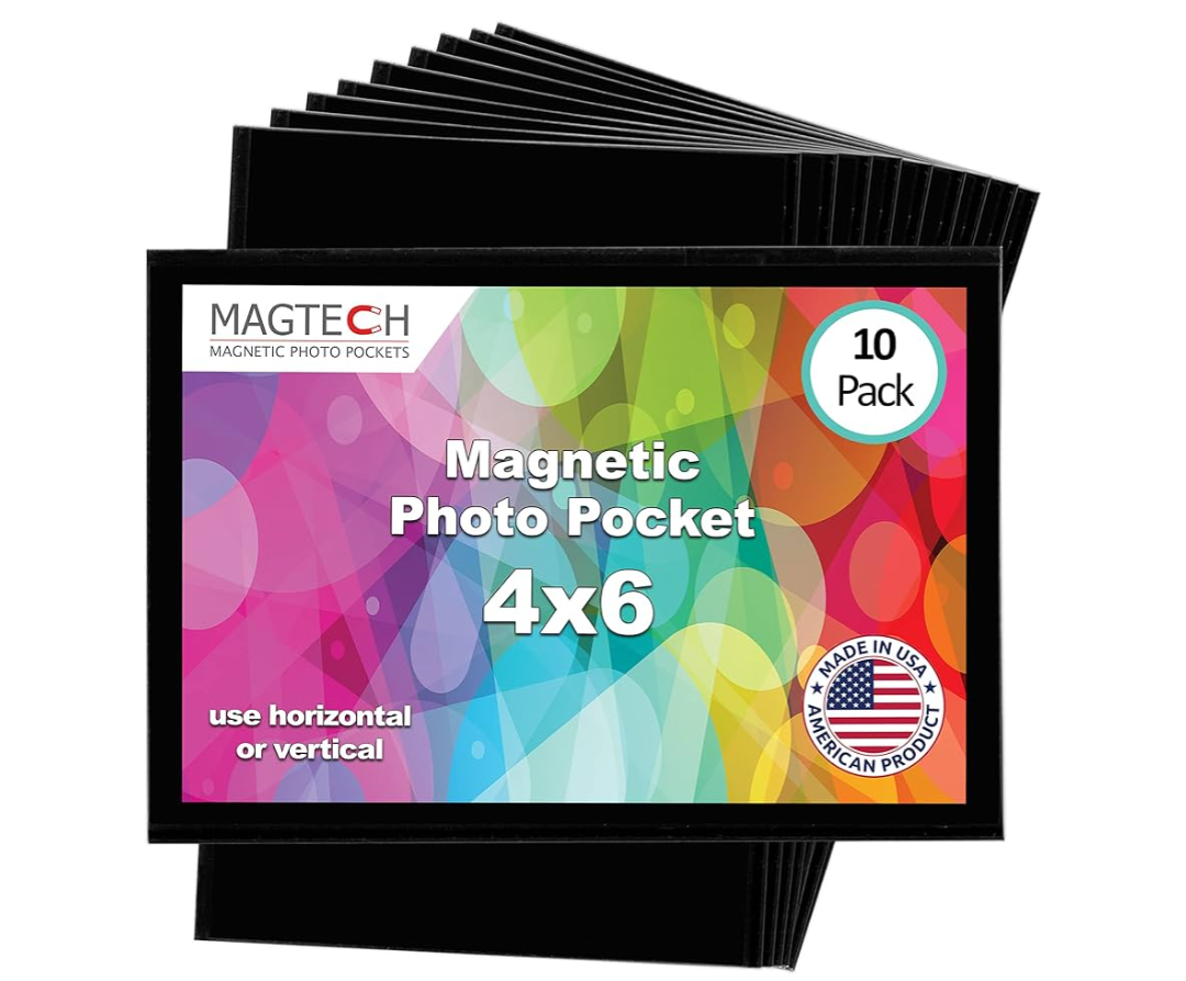 Magtech Magnetic Photo Pocket Picture Frame, Black, Holds 4x6 Inch Photos, 10 Pack, Made in the USA (10046)