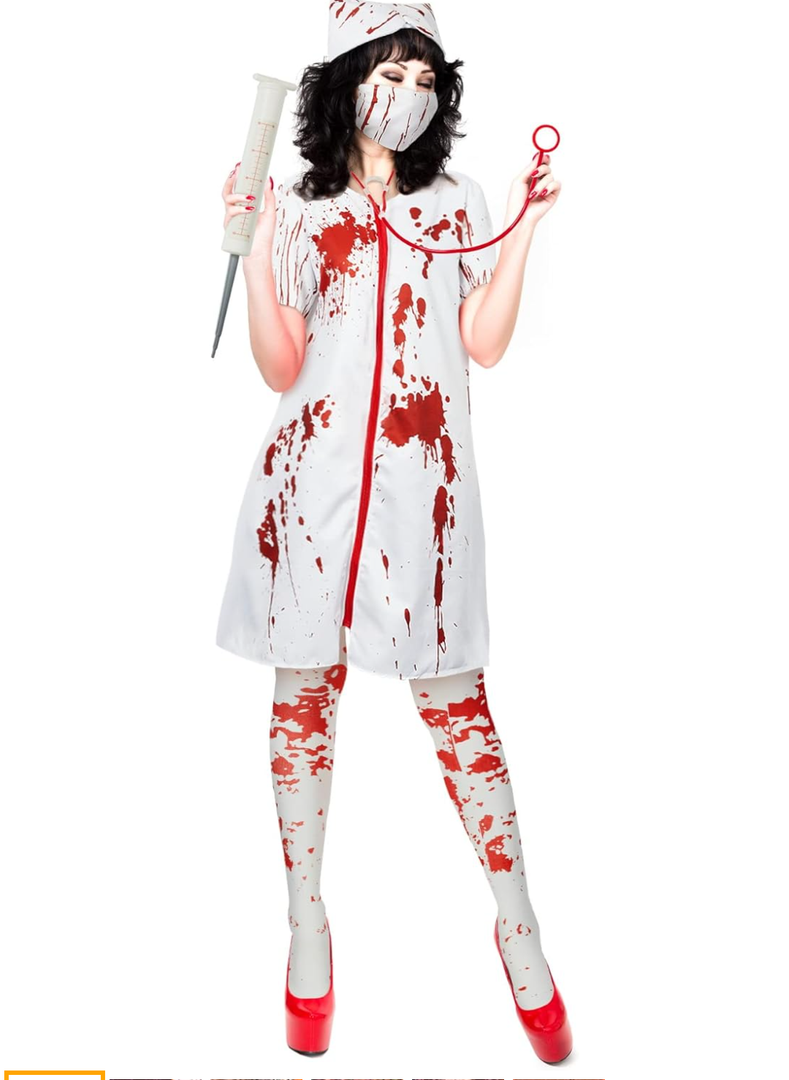 Zhanmai Halloween Zombie Nurse Costume for Ladies - Horror Party Accessory (Medium)