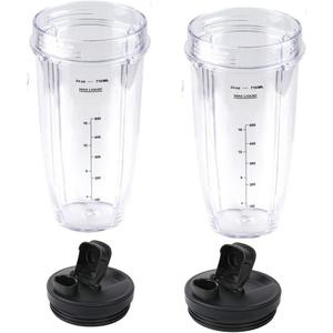 JOYSTAR 2pcs Replacement 24oz Nutri Ninja Cups with Lid for Blender, Transparent, 24oz JOYSTAR 2pcs Replacement 24oz Nutri Ninja Cups with Lid for Blender, Transparent, 24oz