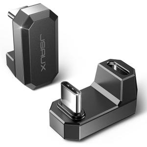 JSAUX 180 USB C Male to USB C Female Adapter 2 Pack, 180 Degree Type C Adapter (USB 4.0 / PD 100W) Compatible with Steam Deck, Laptop, Tablet, iPhone 15/16, Switch 2 (not for Video) and More - Grey