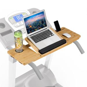 Treadmill Laptop Desk, Bamboo Treadmill Laptop Stand Holder, Treadmill Desk Attachment, Computer Stand Tray for Treadmill